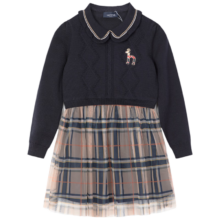 哈吉斯 HAZZYS 童装女童上衣 春新品 中大童 藏蓝 165 裙式翻领优雅经典时尚拜年服