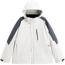 太平鸟男装 连帽工装户外冲锋衣冬季潮流拼色口袋防寒羽绒服 浅灰1 XL