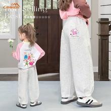 CAMKIDS 童装女童裤子秋冬新款儿童长裤春秋女孩特厚羊驼校服休闲卫裤