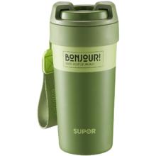 苏泊尔 保温杯咖啡杯 旷野绿 500ml 抗菌陶瓷覆层 带吸管