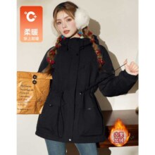 超V：Et Boite 连帽收腰工装外套女 2025冬季新款 宽松显瘦棉服外套