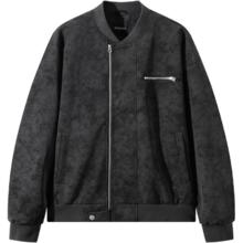 gxgjeans 清仓！美式PU皮休闲宽松棒球领飞行员夹克 黑灰
