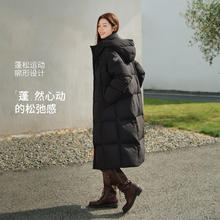 坦博尔 泡芙外套女新款长款宽松保暖连帽羽绒面包服