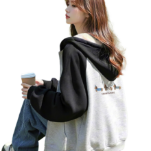 雪中飞 加绒卫衣外套女 2026秋冬 撞色连帽休闲上衣