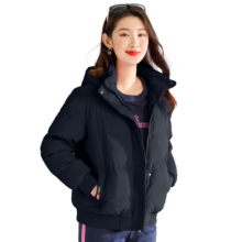 三比三 26款冬季加厚保暖棉服连帽棉衣女士 防风显瘦不臃肿