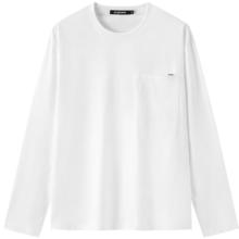 gxgjeans 男装 加厚磨毛口袋设计宽松圆领长袖T恤男 白色 春秋款 3XL 190