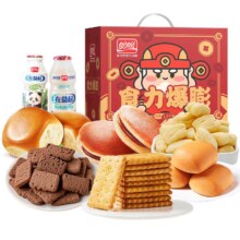 盼盼 食力爆膨年货礼盒 1500g 膨化食品零食礼包 早餐整箱