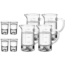 乐唯诗 观山杯4个+观山分酒器4个 100ml白酒杯分酒器套装 家用商用带刻度
