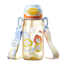 plus：babycare 儿童水杯吸管双饮二合一 500ml PPSU 3岁+学生上学户外运动水壶