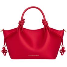 CHARLES&KEITH 骐骥红新年系列绳结提手托特女包 CK2-30782804-A Red红色 S
