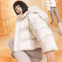 美力城 鹅绒羽绒服女冬季短外套连帽 三防户外 多色