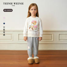 TEENIE WEENIE Kids小熊童装25年秋冬女宝宝印花加绒套头卫衣 粉色 110 cm