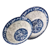 青花瓷系列家用陶瓷餐具饭碗菜盘中式经典餐具 青花瓷7英寸斗碗2只