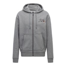 BOSS 男士春秋LOGO棉混纺连帽拉链开衫卫衣