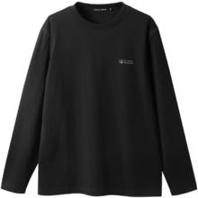 黑鲸 HLAJEANS 鱼尾印花长袖T恤男 圆领打底衫 黑色02 2XL
