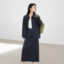 对白 松弛感实穿套装 春秋不规则衬衫套装裙 A字半身裙 气质两件套