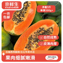 京鲜生 云南牛奶红心木瓜净重3斤 单果500g+