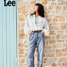 凉感透气！LEE 李牌 女士凉凉裤429天丝浅蓝色中腰直脚牛仔裤