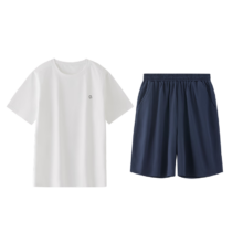 海澜之家 陈哲远同款 男士圆领短袖短裤家居服套装 防晒速干可外穿