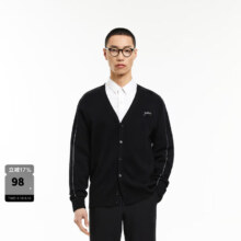20点:太平鸟男装 刺绣修身毛开衫 B1EAD3102 黑色1（修身） M