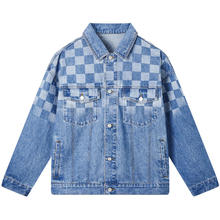 gxgjeans 真五折！美式翻领棋盘格牛仔夹克 蓝色