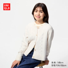 优衣库 童装女童舒芙蕾开衫毛衣外套 478173 01 乳白色 110