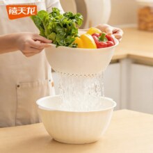 禧天龙 厨房双层盆筛沥水洗菜篮4.2L大容量 可壁挂
