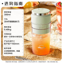 小熊 榨汁杯 家用便携式榨汁机 水果果蔬果汁机 秒碎冰打汁机 充电小型果汁杯LLJ-E03U1