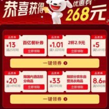京东 268元生活券包（包含3张百补好运券）