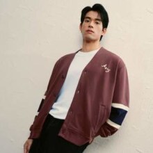 Abercrombie & Fitch 美式重磅V领毛圈布卫衣开衫KI122-5537_没得比