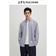 PLUS会员：PEACE BIRD 太平鸟 刺绣印花 格纹衬衫