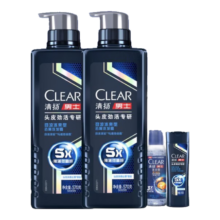 清扬（CLEAR）男士劲能瓶头皮专研劲凉冰爽洗发水570gX2+洗发100g+沐浴100g