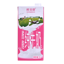 鲜美赞 脱脂 利乐包 纯牛奶 1L 1盒
