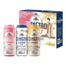 PLUS会员：青岛啤酒 白啤酒礼盒 500ml10罐 白啤4罐+樱花味3罐+桂花味3罐