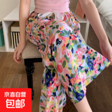 棉绸 新中式家居宽松长裤 M 春秋款 薄款 适合80-110斤