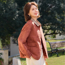 10点：浅恋 妈妈装春季翻领国风开衫外套中老年女装春秋款小个子时尚休闲上衣