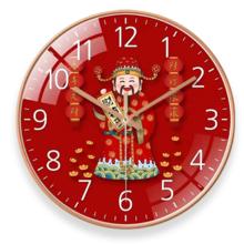 财神到 挂钟客厅墙上钟表 简约静音中式家用时钟 14英寸（直径35厘米）