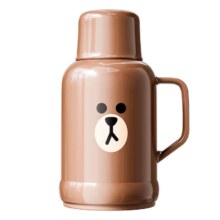 捷安玺 布朗熊保温壶 1000ML 加厚内胆 加厚外壳 咖色