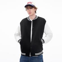 gxgjeans 26年春新品 美式撞色拼接休闲宽松棒球服夹克 黑色