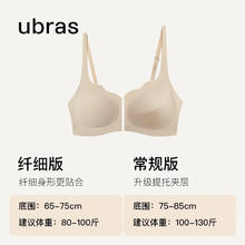 Ubras 无尺码浪花领文胸收副乳内衣女无痕小胸聚拢文胸无钢圈胸罩 兰花烟-背勾 均码 mini版（80~100斤）