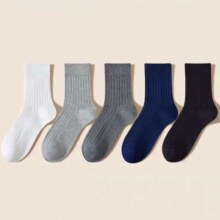 秋冬中筒袜 抗菌防臭 竖条纹 5色各三 15双 均码