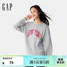 GAP 女装春季印花logo圆领卫衣