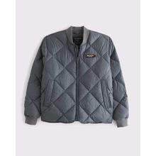 再降价：Abercrombie & Fitch 男装菱格LOGO双头拉链棒球服羽绒服 132-5193 蓝色