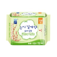 恩芝 韩国进口超薄卫生巾 日用纯棉 250mm*12片 无香味