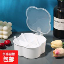调料厨房四格一体调味罐 白色  送4个勺子