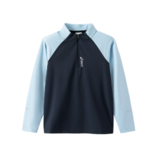 亚瑟士 儿童半高领logo长袖撞色速干T恤 331261002408