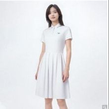 安踏 女正肩校园网球风连衣裙休闲修身显瘦长裙POLO领裙子