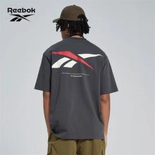 天降礼金：Reebok 锐步 26新品 男女同款 运动休闲 宽松LOGO针织短袖T恤