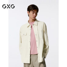 GXG 男装翻领长袖衬衫 米白 180/XL