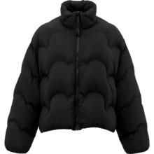 初语 超轻量无胆防绒羽绒服女2025冬季白鸭绒丝滑波浪纹外套 黑色 M